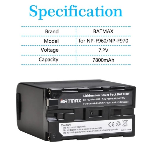 АККУМУЛЯТОР ДЛЯ SONY NP-F970 NP-F960 NP-F950 NP-F930 YONGNUO LED LAMP 7800мАч