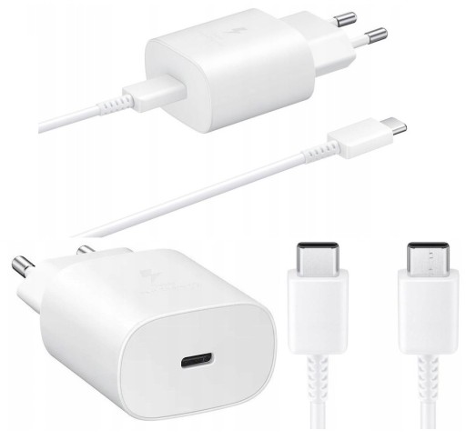 ЗАРЯДНОЕ УСТРОЙСТВО SAMSUNG 25 Вт ДЛЯ БЫСТРОЙ ЗАРЯДКИ + НАБОР КАБЕЛЕЙ USB C ТИПА C