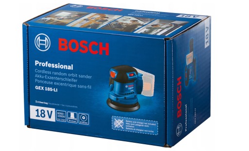ЭКСЦЕНТРИЧЕСКАЯ КАЧЕСТВЕННАЯ ШЛИФОВАЛЬНАЯ МАШИНА BOSCH GEX 185-LI 18V аккумулятор + БЕСПЛАТНО!!!