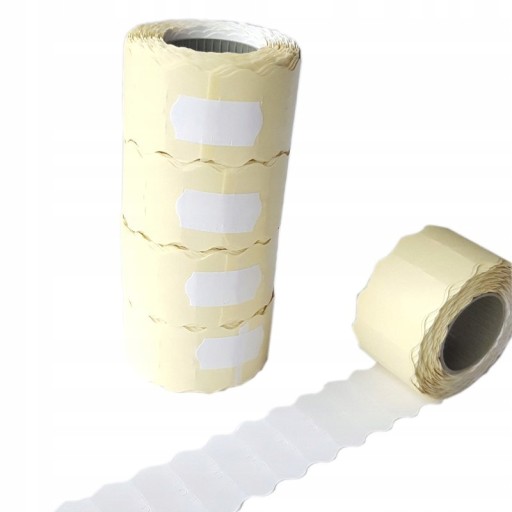 Metki/Taśma jednorzędowe fala, 26x12mm Biała 5 szt