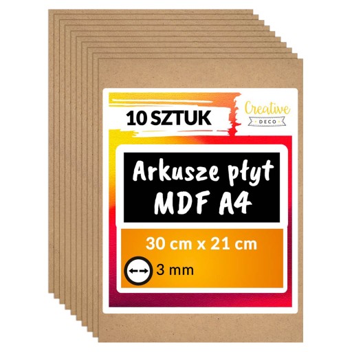 Płyta MDF do cięć laserem grawerowania malowania wycinania 3mm A4 x 10