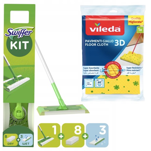 Стартовый набор швабры SWIFFER Салфетка для пола VILEDA