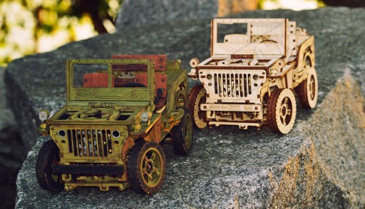 Деревянный городской джип 4x4 Механическая модель 3D-пазл
