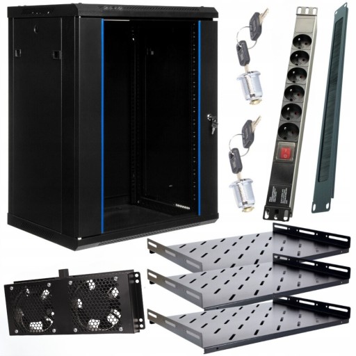 Шкаф RACK 15U 600х600 ПОДВЕСНОЙ серверный шкаф+полка+удлинитель
