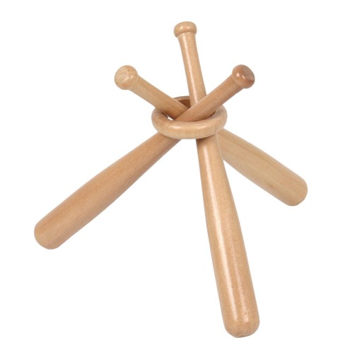 18cm Mini stojak baseballowy z drewnianymi kółkami