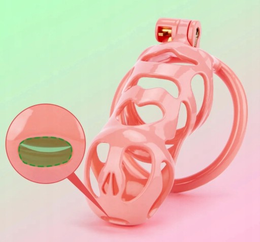 Розовый легкий пенис CNOTY CHASTITY PENIS CAGE ORING 42 мм
