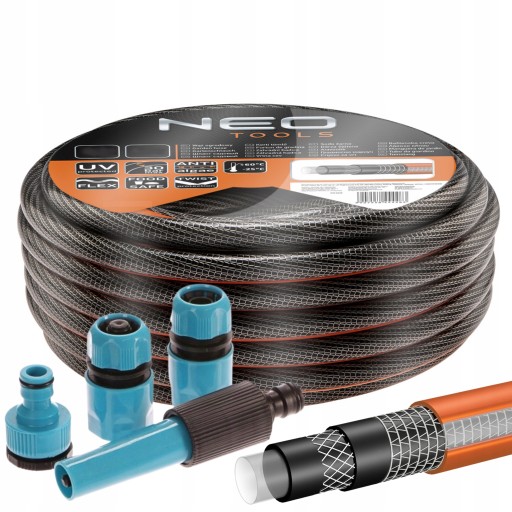 САДОВЫЙ ШЛАНГ NEO НЕСКРУЧЕННЫЙ 6-СЛОЙНЫЙ 30 БАР 1/2'' 20 М + коннекторы ПОЛИЦ.