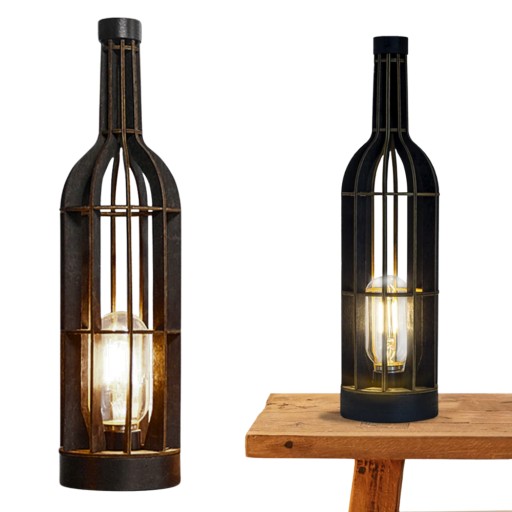 LAMPA LED STOŁOWA BUTELKA WINA LAMPKA LOFT VINTAGE DO MONTAŻU DIY E27 35cm