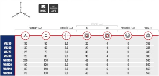 ПОДВЕСКА ДЛЯ БАЛКИ ИЗОГНУТЫЙ 80x210 ММ СОЕДИНИТЕЛЬ WBZ80