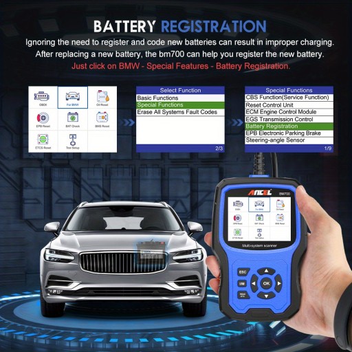 Ancel BM700 подходит для диагностического сканера BMW Full System OBD2 ABS SRS