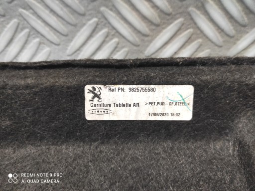 ЗАДНЯЯ ПОЛКА БАГАЖНИКА PEUGEOT 2008 II 9825755580