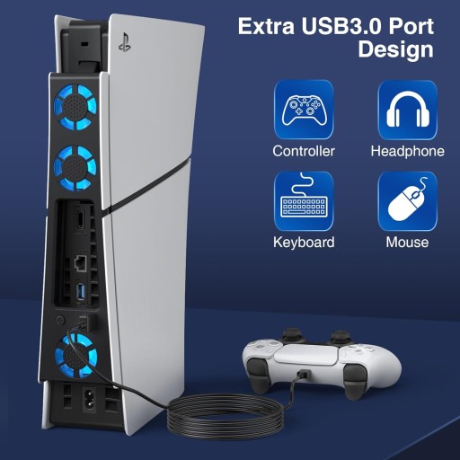 ОХЛАЖДАЮЩИЙ ВЕНТИЛЯТОР + USB ДЛЯ PLAYSTATION 5 SLIM 2023 PS5 Slim ОХЛАЖДАЮЩИЙ ВЕНТИЛЯТОР