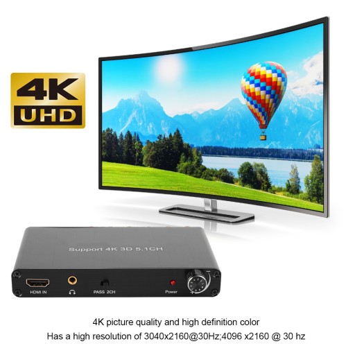 PASS / 2.0CH / 5.1CH HDMI 4K 3D KONWERTER DŹWIĘKU NA ANALOGOWY
