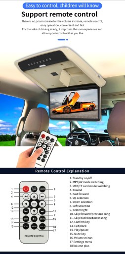 14-дюймовый автомобильный монитор Smart Digital TV Автомобильный потолочный дисплей MP5