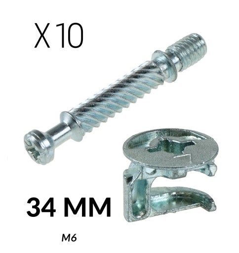 10 x 34 мм Эксцентриковый мебельный соединитель M6