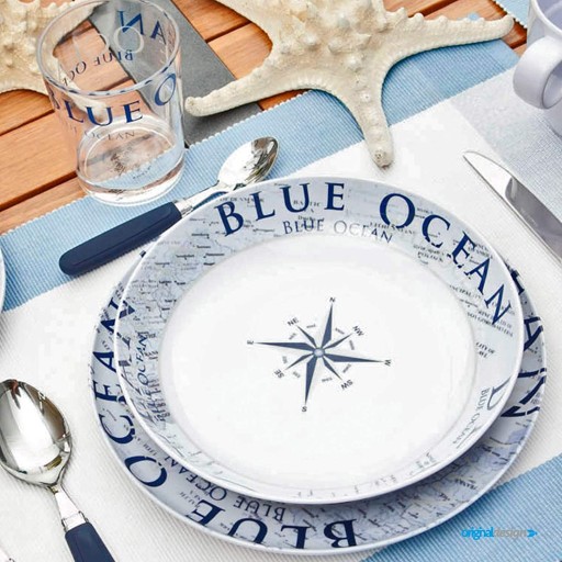 НАБОР ОБЕДЕННЫЙ НАБОР BRUNNER BLUE OCEAN МЕЛАМИНОВЫЙ, 16 ПРЕДТ.