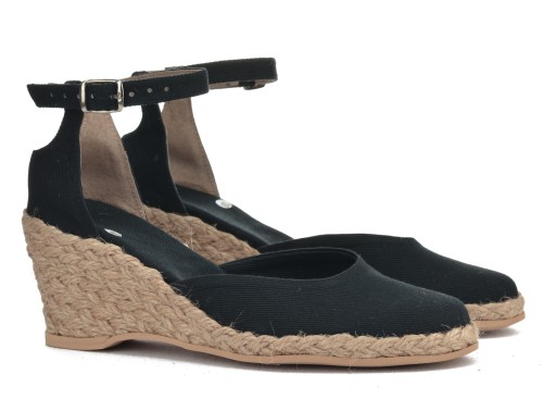 Espadryle spotykanka (7 cm ) CZARNE 37