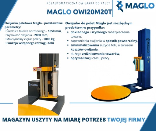 Owijarka półautomatyczna do palet 2000 kg
