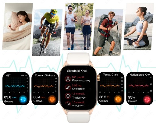 Женские умные часы GLUCOSE 380MAH TALKS AMOLED Монитор артериального давления