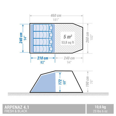Кемпинговая палатка Quechua Arpenaz 4.1 F&B на 4 человека