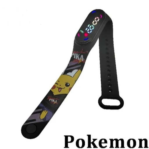 ЭЛЕКТРОННЫЕ ЦИФРОВЫЕ СВЕТОДИОДНЫЕ ЧАСЫ PIKACHU POKEMON ремешок для детей в подарок