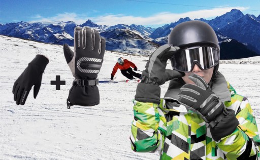 Зимние лыжные перчатки, велосипедные до -30°C 2в1 ROCKBROS S171-BGR XL