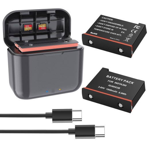 ładowarka do insta360 one x3,ładowarka + 2 baterie 1800 mAh