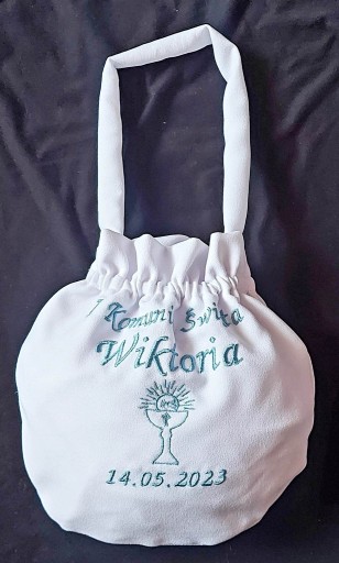Torebka komunijna torebeczka na komunie z imieniem BIAŁA POLSKI PRODUKT