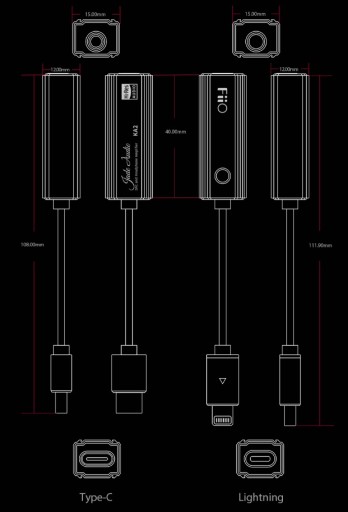 FiiO KA2 LT 4,4 мм, черный ЦАП Hi-Fi MQA Apple iPhone