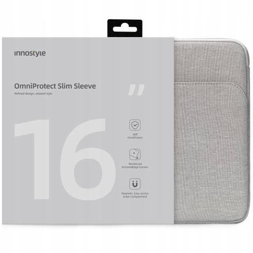 СУМКА INNOSTYLE ДЛЯ НОУТБУКА 16 ДЮЙМОВ ВОДОНЕПРОНИЦАЕМЫЙ ЧЕХОЛ OMNIPROTECT SLIM СЕРЫЙ