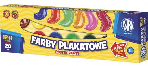 Astra Farby Plakatowe W Zestawie 20 ml 12 szt + 1