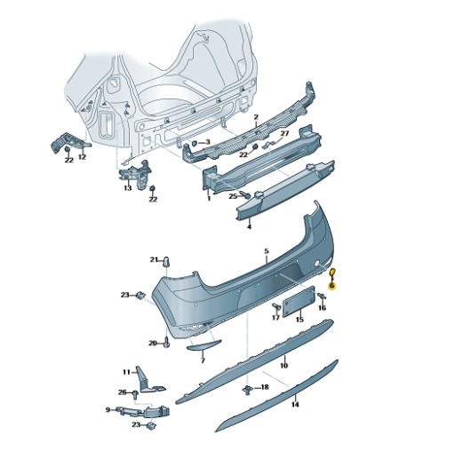 VW OE 5G6807568E 9B9 ДИФФУЗОР ЗАДНЕГО БАМПЕРА GOLF VII