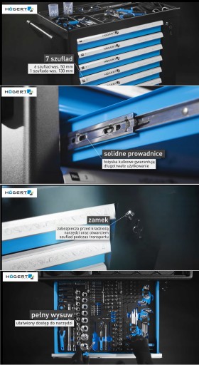 HOGERT HT7G050 ТЕЛЕЖКА ДЛЯ ИНСТРУМЕНТОВ 544 предмета ПРОФЕССИОНАЛЬНЫЙ БОЛЬШОЙ НАБОР