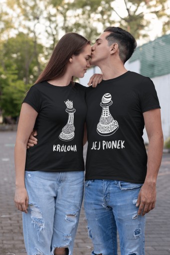 ZESTAW KOSZULEK DLA PAR NA WALENTYNKI KING QUEEN