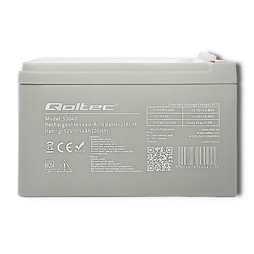 Qoltec Akumulator AGM | 12V | 14Ah |max. 210A