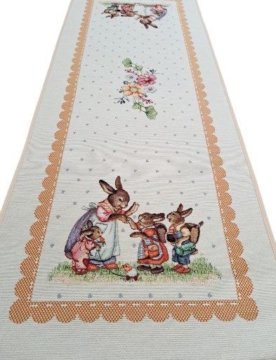 BIEŻNIK WIELKANOCNY NA ŁAWĘ 40x100 cm W ZAJĄCZKI