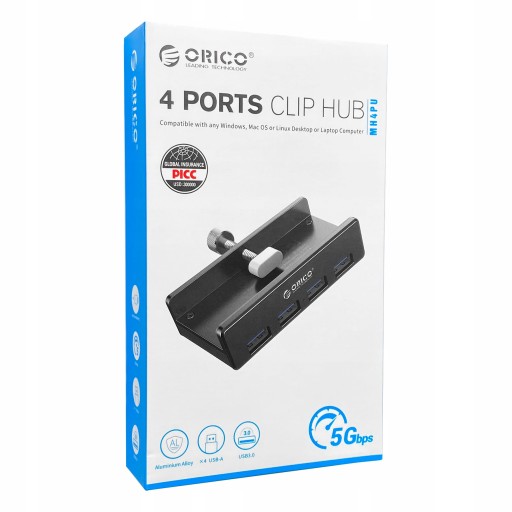 ORICO HUB 4x USB 3.0 5 Гбит/с, БЫСТРОЕ ПРИКРЫТИЕ