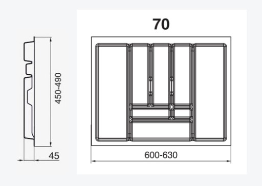 ВСТАВКА ДЛЯ СТОЛОВЫХ ПРИБОРОВ BLUM ORGANIZER PRO 70 В ЯЩИК