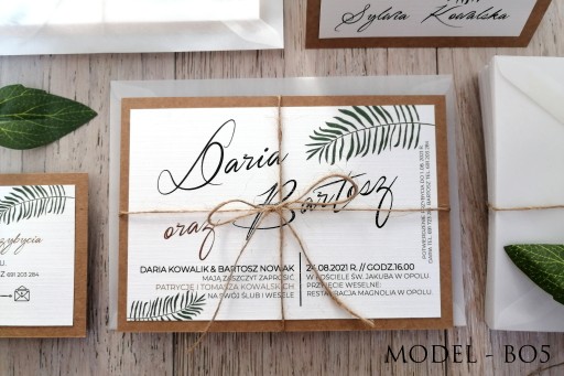 ZAPROSZENIA ŚLUBNE BOTANICAL BOHO RUSTYKALNE KALKA