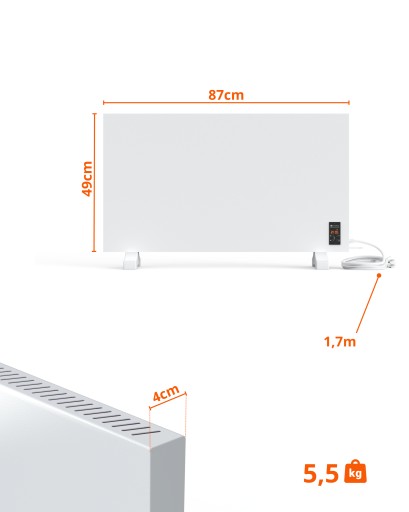 Promiennik podczerwieni z termostatem 400W 10m2 inwertorowy panel grzewczy