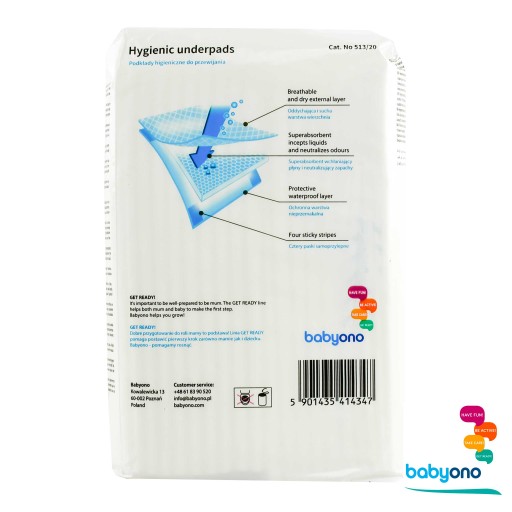 BabyOno Пеленальные коврики 40x60 см гигиенические Набор из 2х 20 шт.
