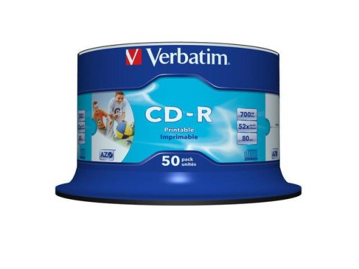 CD-R VERBATIM, 700 МБ, 52X AZO, ТОРТ ДЛЯ ПЕЧАТИ*50, 43438