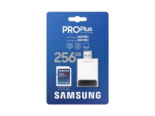 Карта памяти SDXC Samsung Pro PLUS MB-SD256KB/WW 256 ГБ + устройство чтения USB 3.0