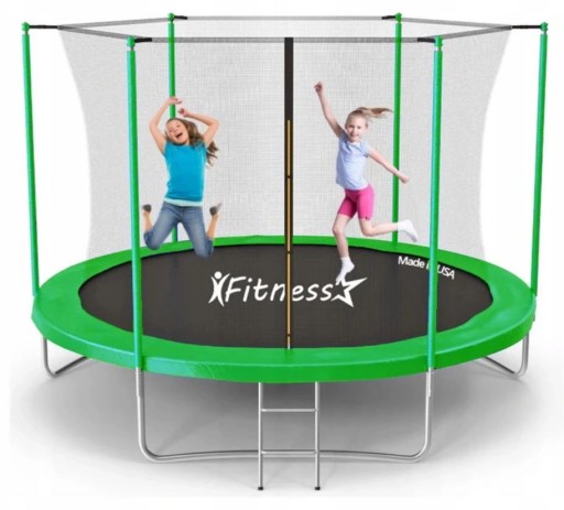 САДОВЫЙ ДЕТСКИЙ батут F-STAR 254CM 8FT ЗЕЛЕНАЯ СЕТКА С ЛЕСТНИЦЕЙ