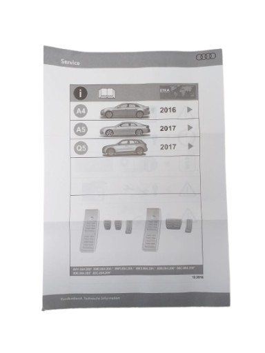 НАКЛАДКИ НА ПЕДАЛИ КОМПЛЕКТ РУКОВОДСТВА ОРИГИНАЛ AUDI A4