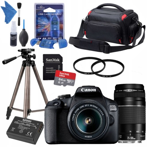 CANON EOS 2000D 18-55 DC III + 75-300 III + БЕСПЛАТНО 2xAKU