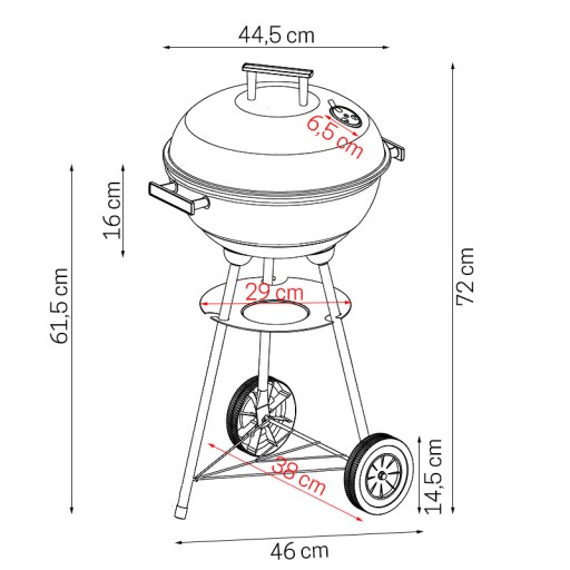Круглый гриль с зольником COVER WHEELS GW0204