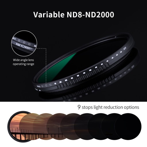 ND-фильтр 8-2000 серый 72 мм РЕГУЛИРУЕМЫЙ ФЕЙДЕР MC Nano - A K&F ND8-ND2000