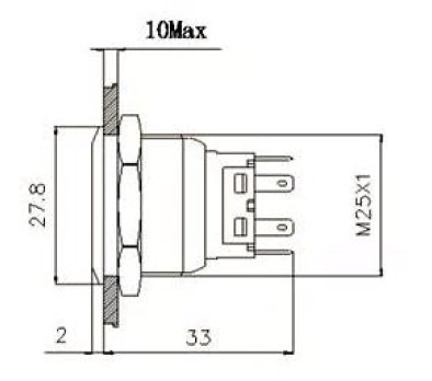 PRZYCISK MONOSTABILNY WANDALOODPORNY 250V 5A 25x35MM ZIELONY