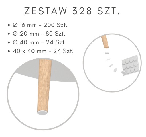 328 SZT. Podkładki filcowe pod meble krzesła, filc